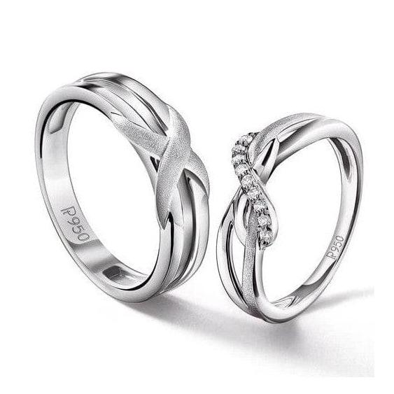 Jewelove™ Rings Both / SI IJ Designer Platinum Couple Rings for Him & Her JL PT 536