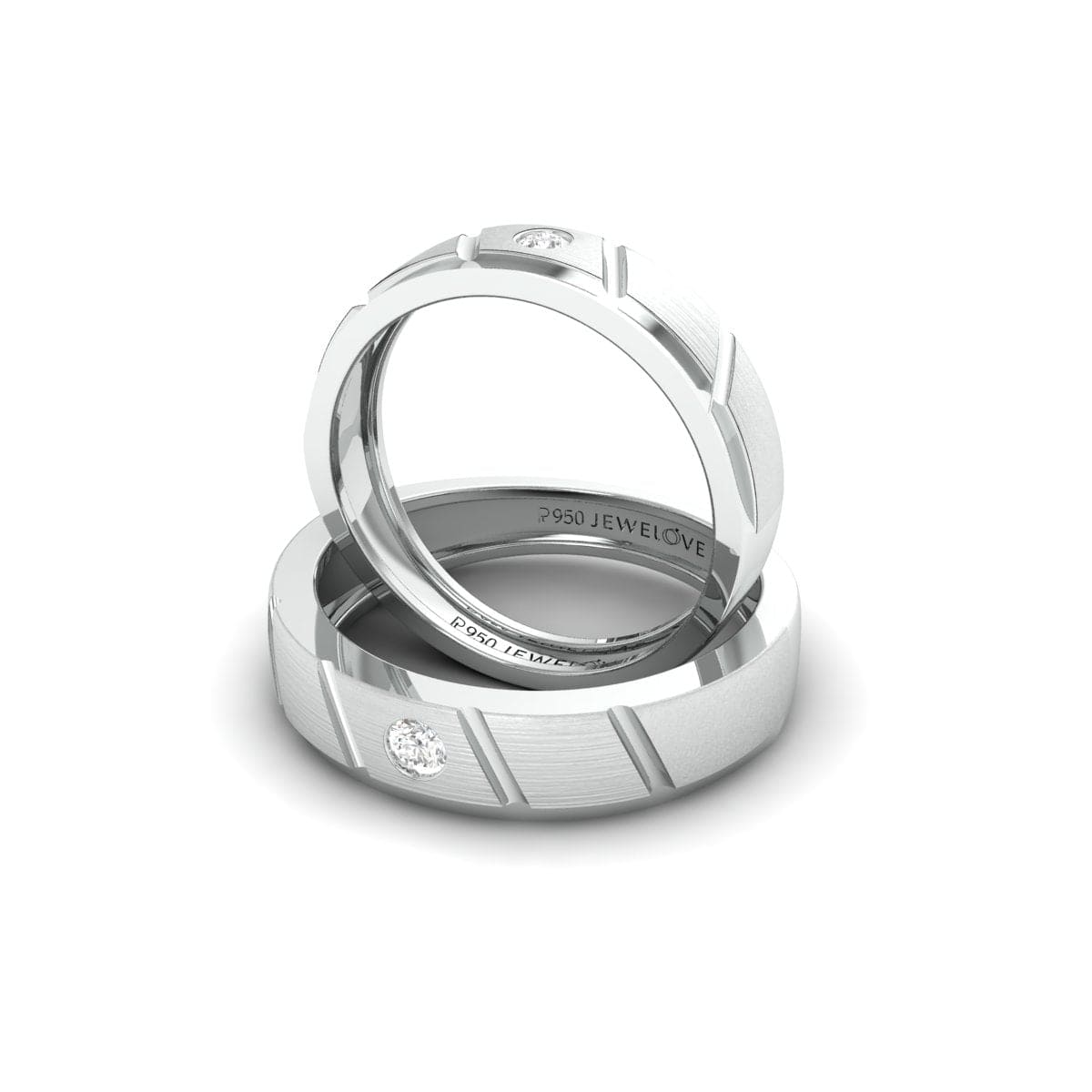 Jewelove™ Rings Designer Platinum Couple Rings with Diamonds JL PT 1125