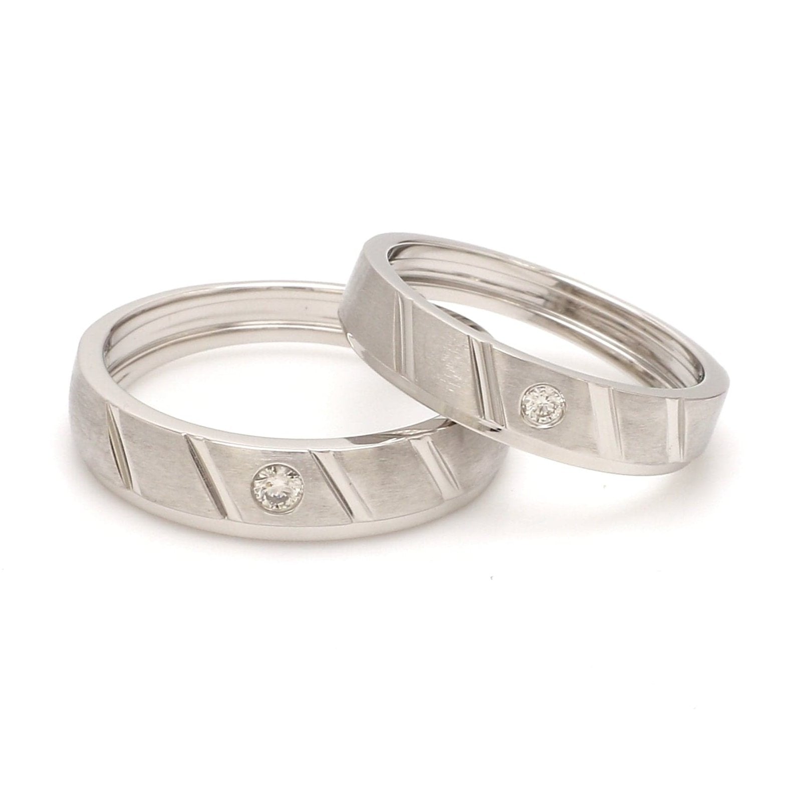 Jewelove™ Rings Both / SI IJ Designer Platinum Couple Rings with Diamonds JL PT 1125