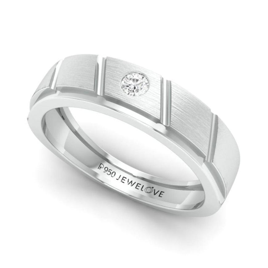 Jewelove™ Rings Men's Band only / SI IJ Designer Platinum Couple Rings with Diamonds JL PT 1125