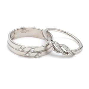 Jewelove™ Rings Designer Platinum Couple Rings with Diamonds JL PT 452