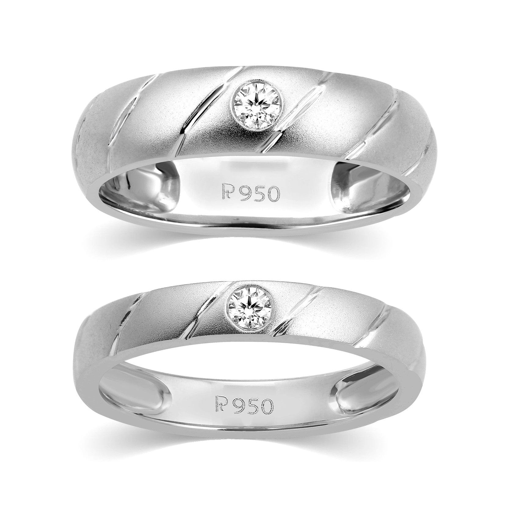 Our Love Is Written In The Stars Personalized Platinum Plated Wedding Ring  Set Featuring Over 5 Carats Of Simulated Stones - Per