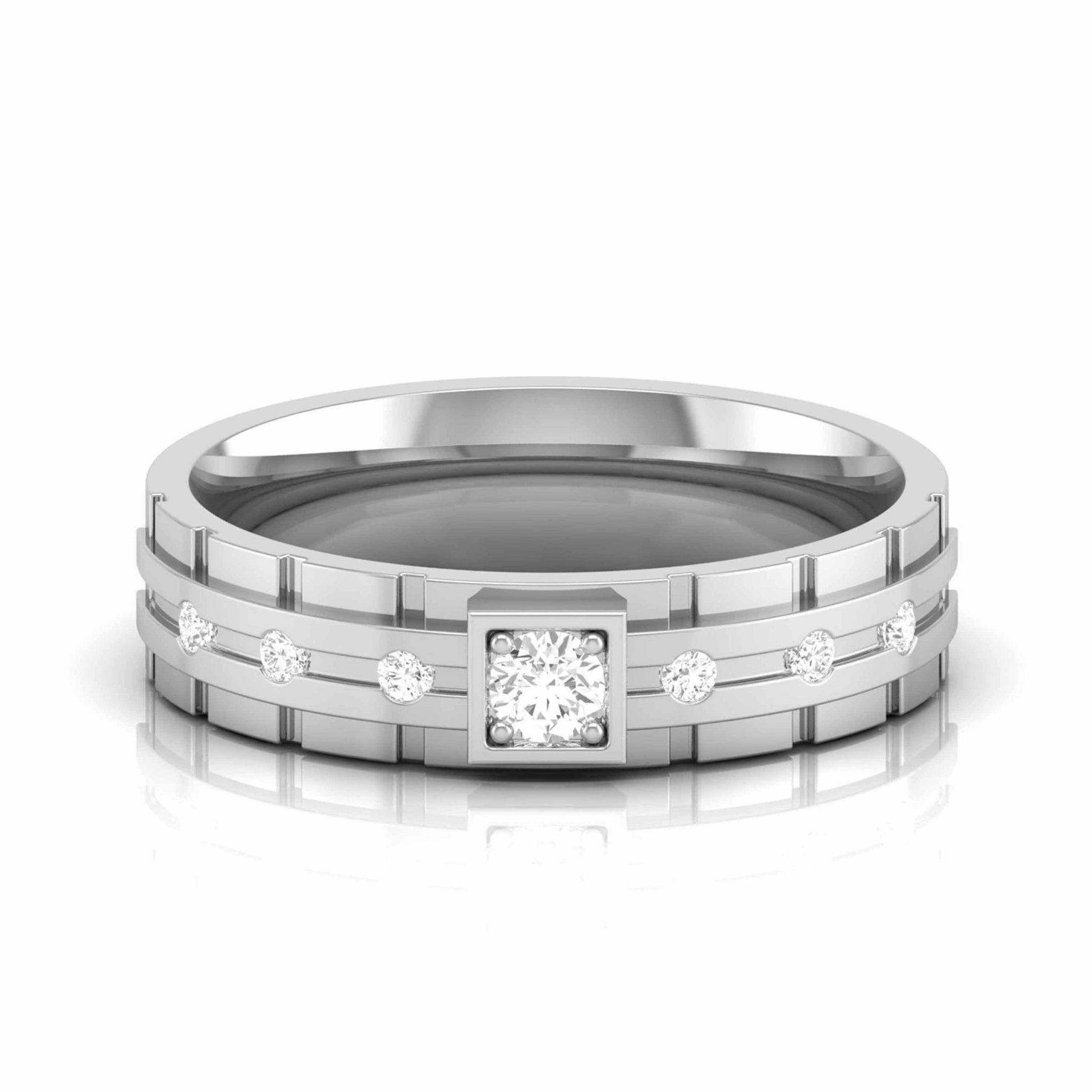 Jewelove™ Rings Women's Band only / SI IJ Designer Platinum Diamond Couple Rings JL PT CB 106