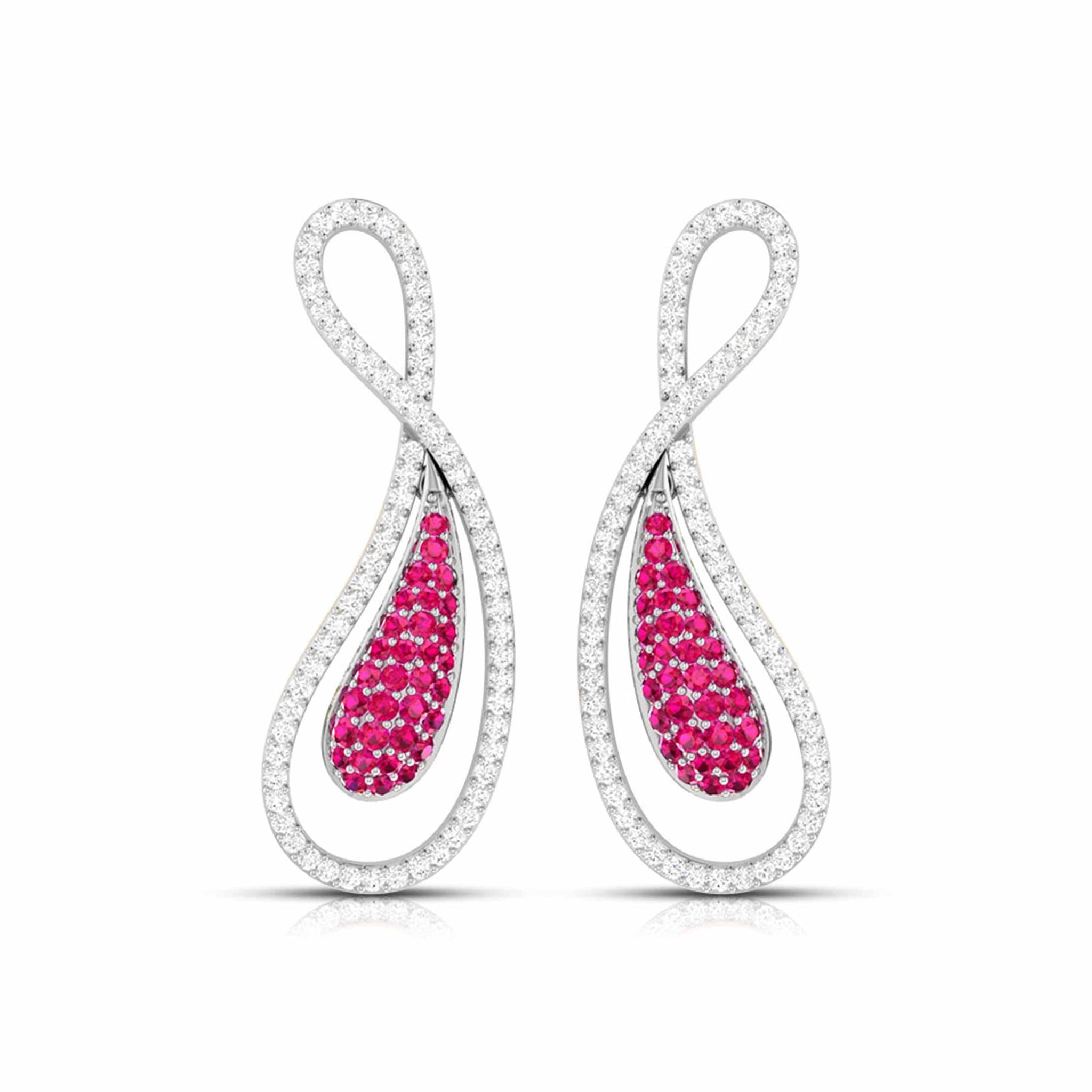 Jewelove™ Earrings Red Designer Platinum Diamond Earrings for Women JL PT E NL8523