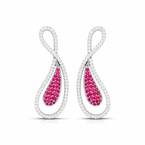 Jewelove™ Earrings Red Designer Platinum Diamond Earrings for Women JL PT E NL8523