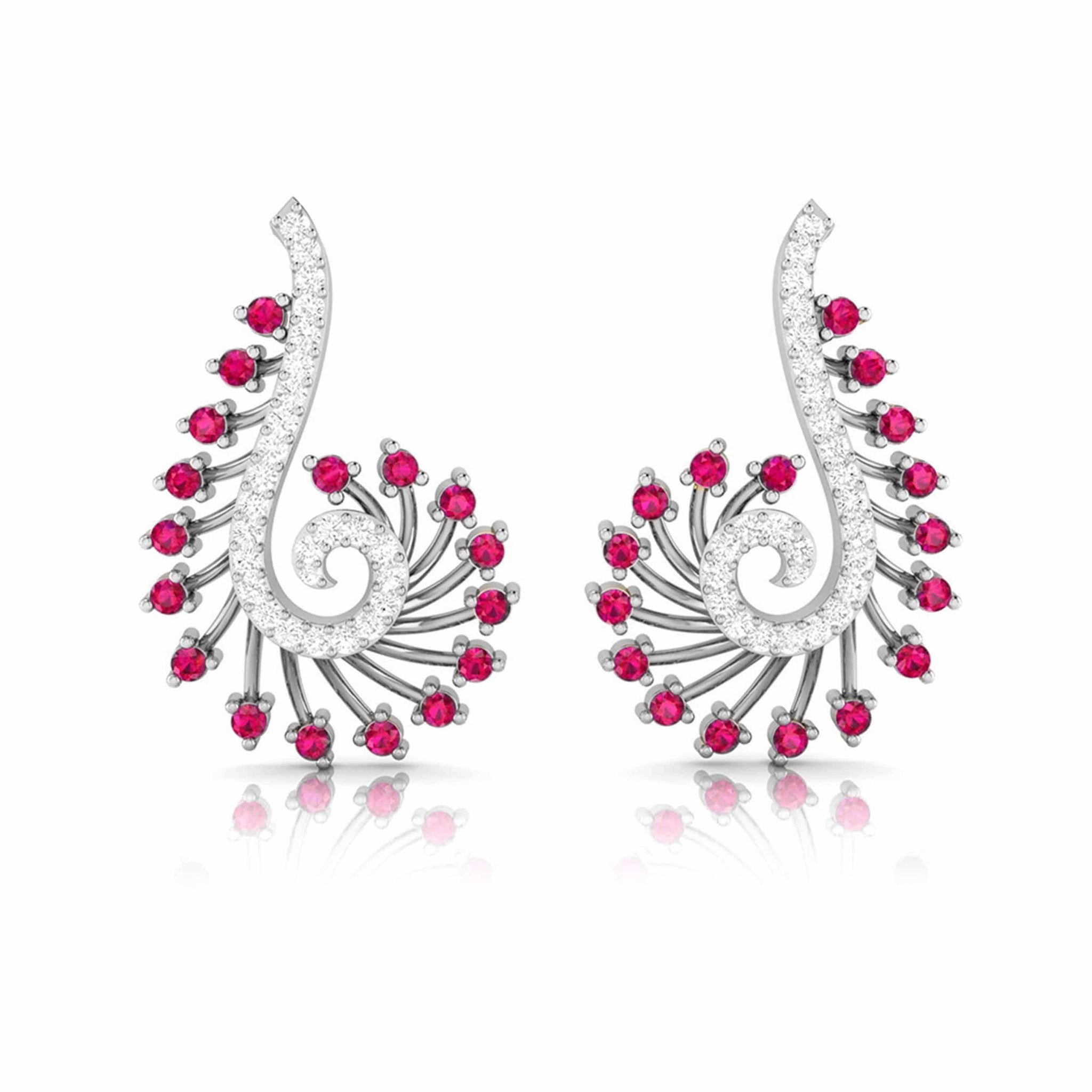 Jewelove™ Earrings Red Designer Platinum Diamond Earrings for Women JL PT E NL8585