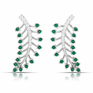 Jewelove™ Earrings Green Designer Platinum Diamond Earrings for Women JL PT E NL8587