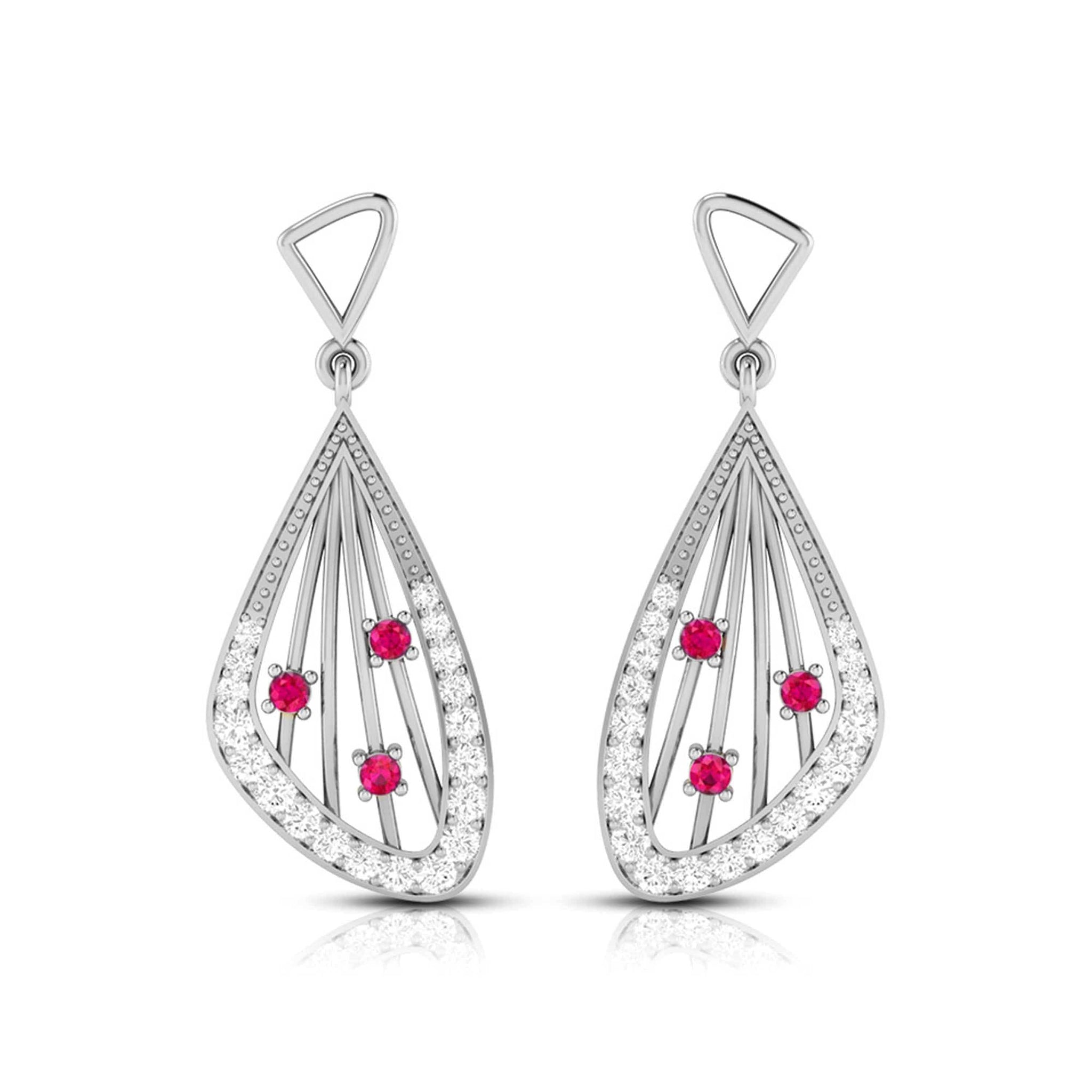 Jewelove™ Earrings Red Designer Platinum Diamond Earrings for Women JL PT E NL8592