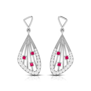 Jewelove™ Earrings Red Designer Platinum Diamond Earrings for Women JL PT E NL8592