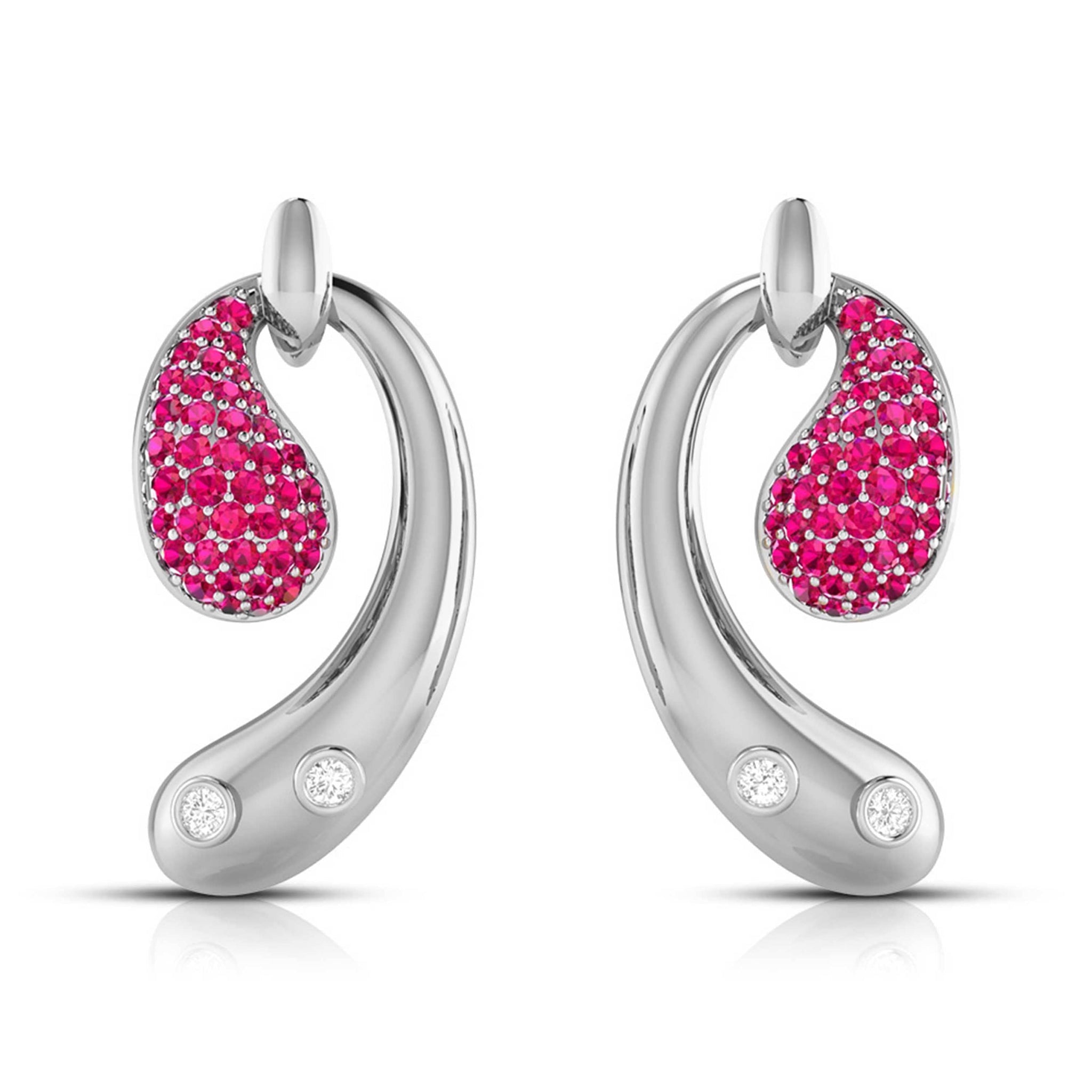 Jewelove™ Earrings Red Designer Platinum Diamond Earrings for Women JL PT E NL8600