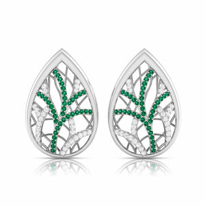 Jewelove™ Earrings Green Designer Platinum Diamond Earrings for Women JL PT E NL8606