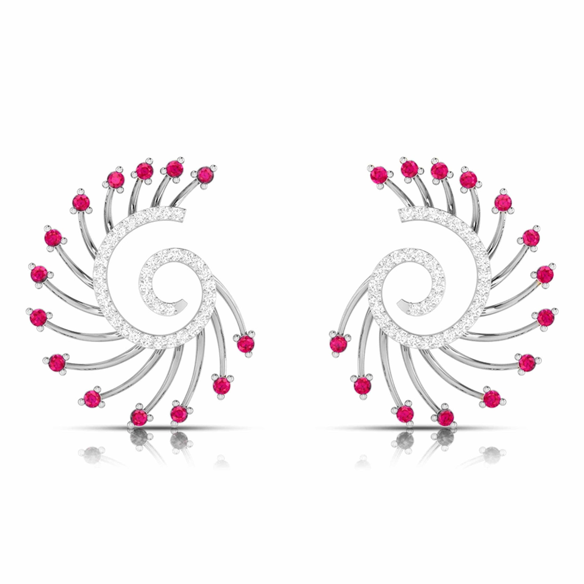 Jewelove™ Earrings Red Designer Platinum Diamond Earrings for Women JL PT E NL8689