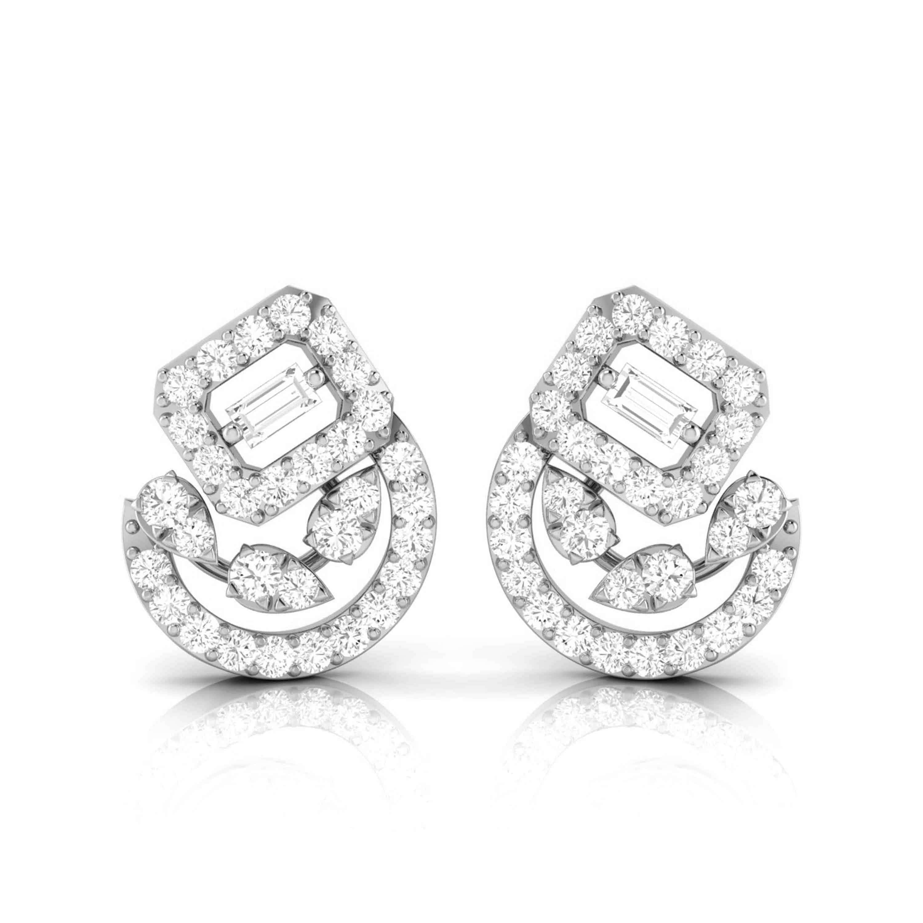 Diamond Wish Platinum Round Blue Diamond Men's Stud Earrings India | Ubuy