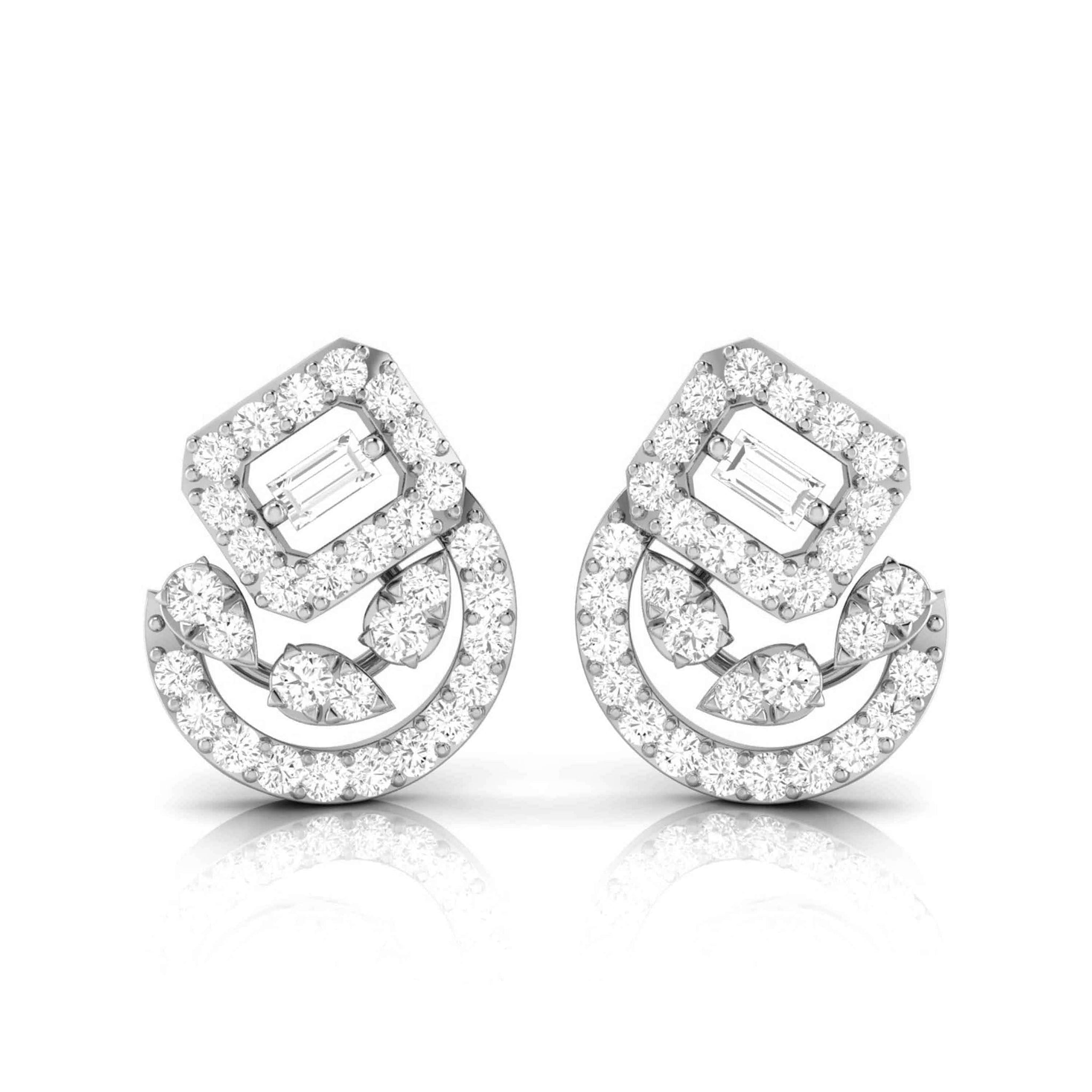 Jewelove™ Earrings SI IJ Designer Platinum Diamond Earrings for Women JL PT E OLS 21