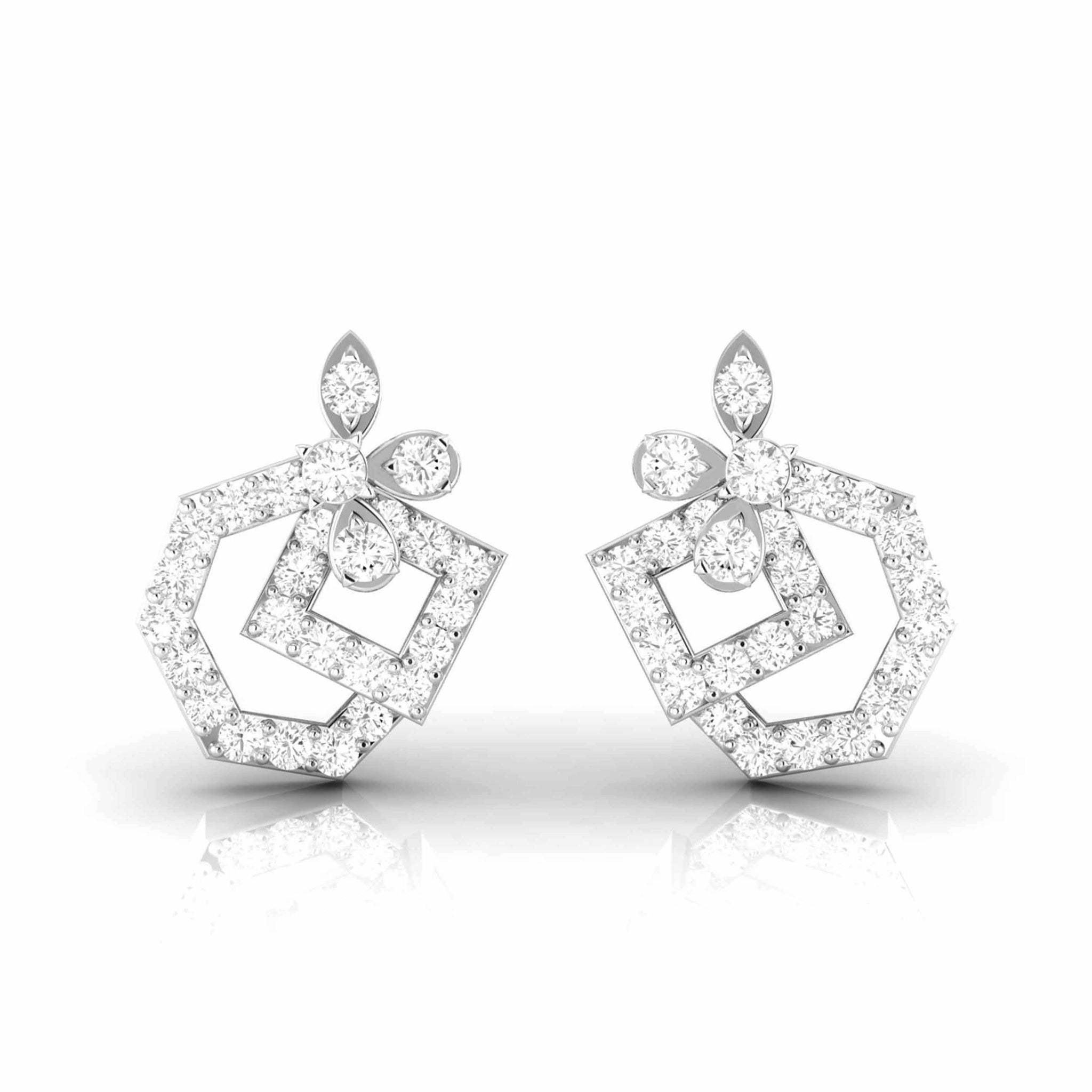 Jewelove™ Earrings SI IJ Designer Platinum Diamond Earrings for Women JL PT E OLS 34