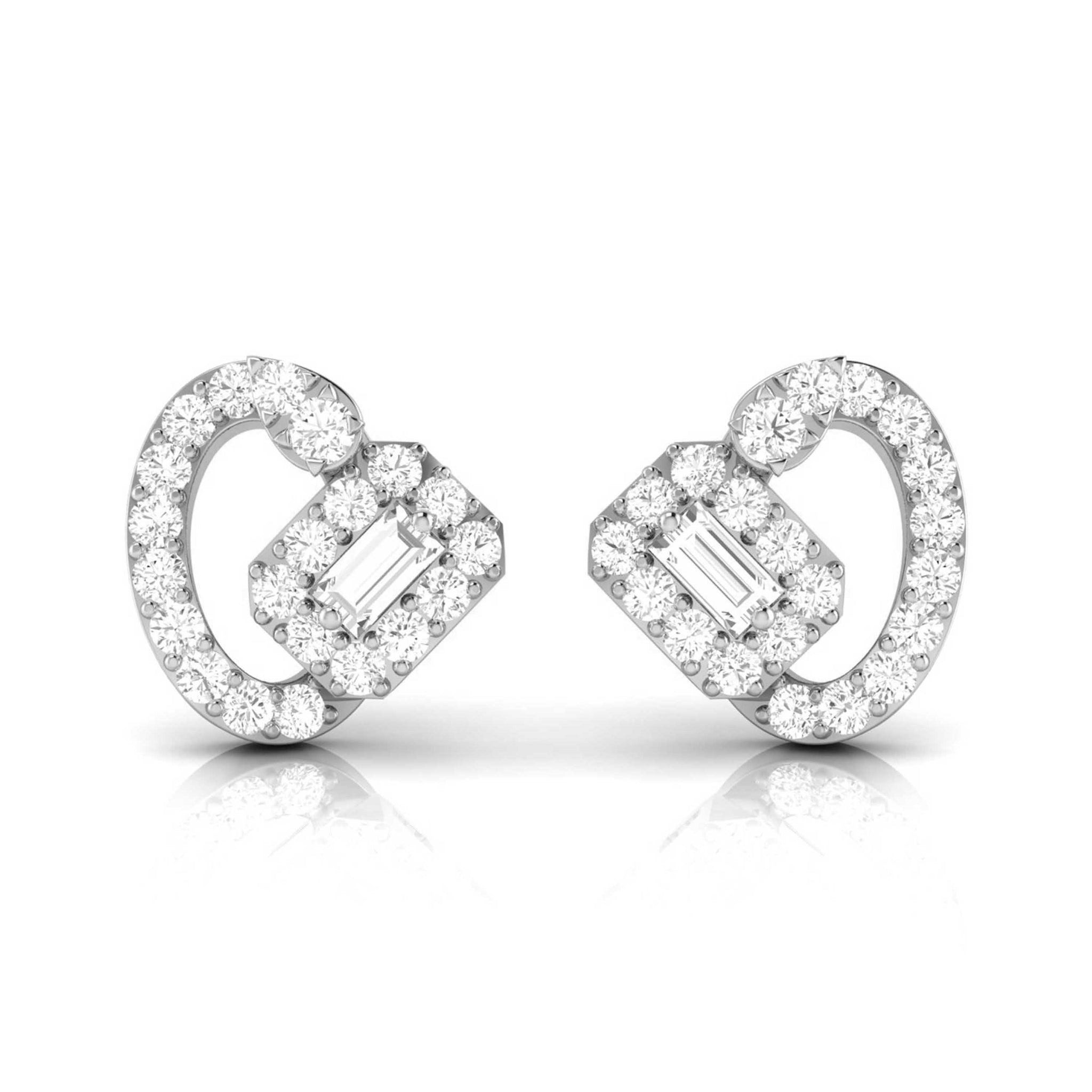 Jewelove™ Earrings SI IJ Designer Platinum Diamond Earrings for Women JL PT E OLS 5