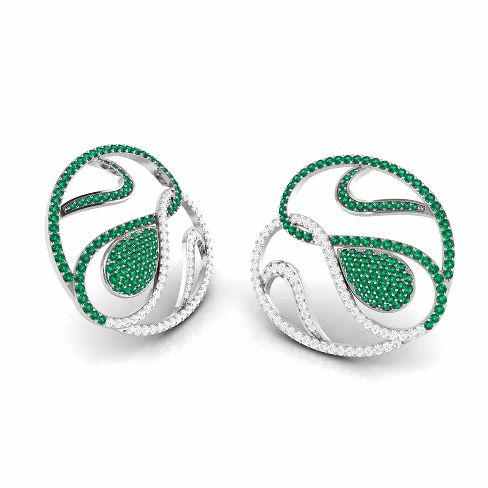 Jewelove™ Earrings Designer Platinum Diamond Earrings With Emerald for Women JL PT E NL8662