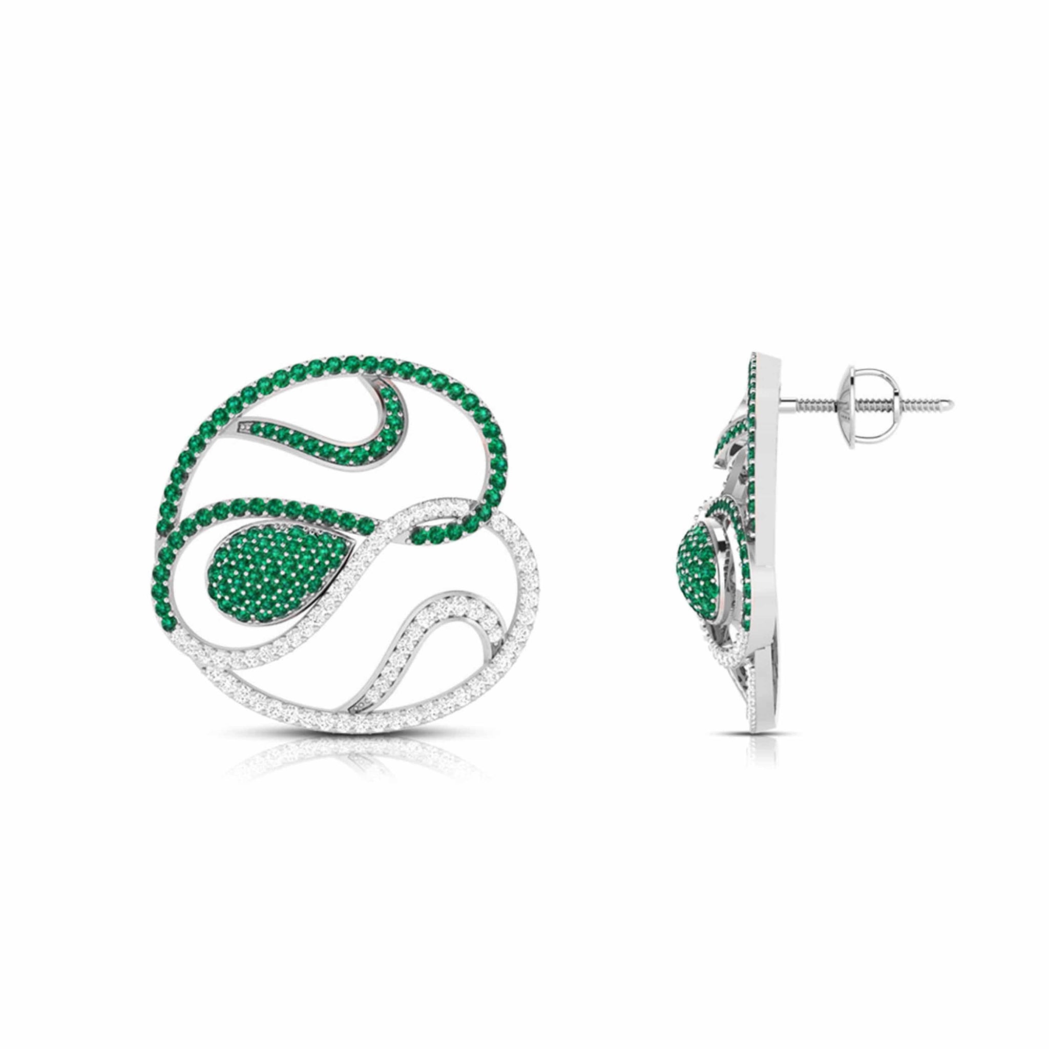 Jewelove™ Earrings Designer Platinum Diamond Earrings With Emerald for Women JL PT E NL8662