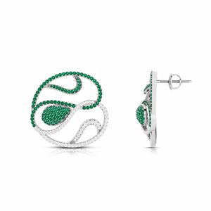 Jewelove™ Earrings Designer Platinum Diamond Earrings With Emerald for Women JL PT E NL8662