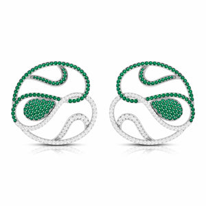 Jewelove™ Earrings Green Designer Platinum Diamond Earrings With Emerald for Women JL PT E NL8662