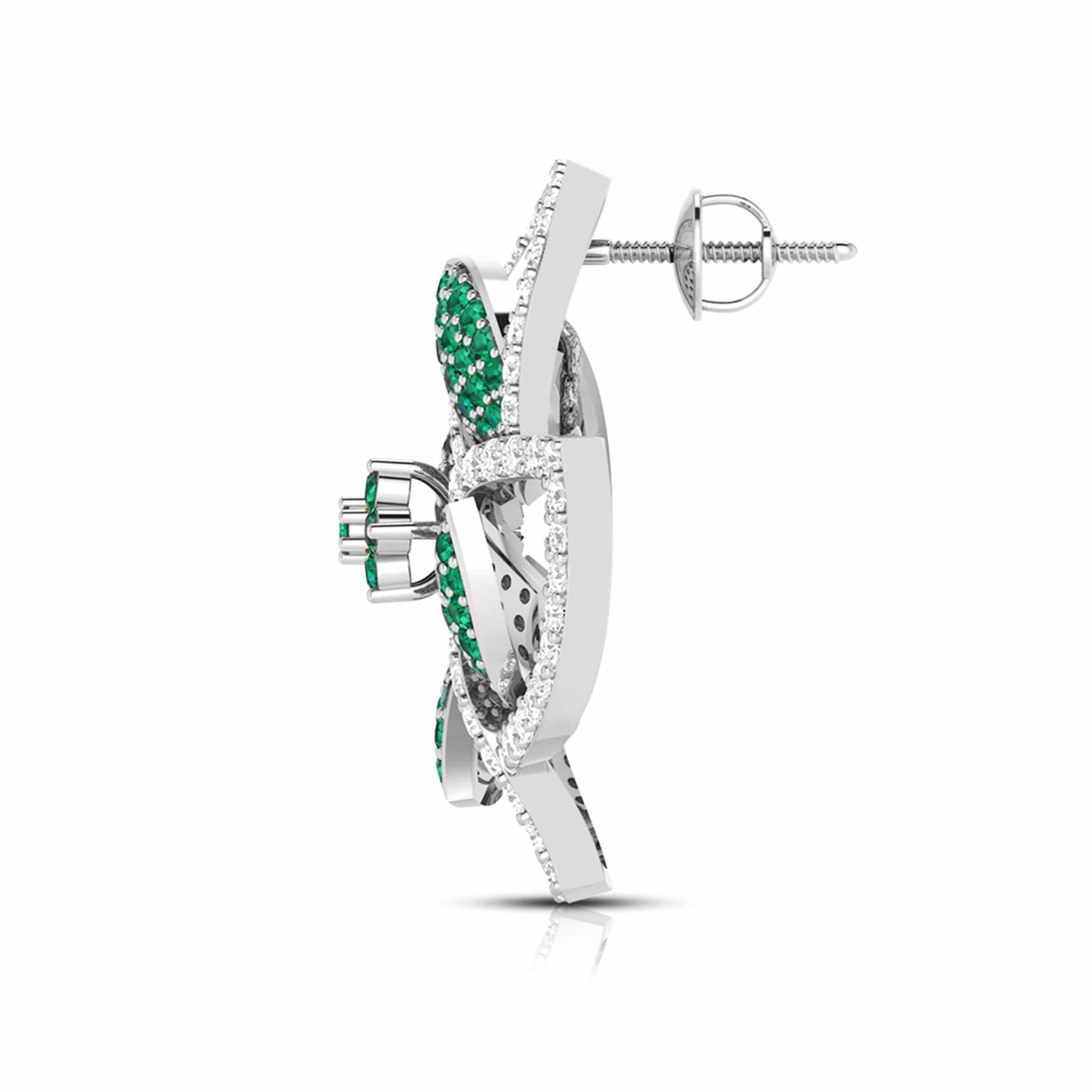 Jewelove™ Earrings Designer Platinum Diamond Earrings With Emerald for Women JL PT E NL8663