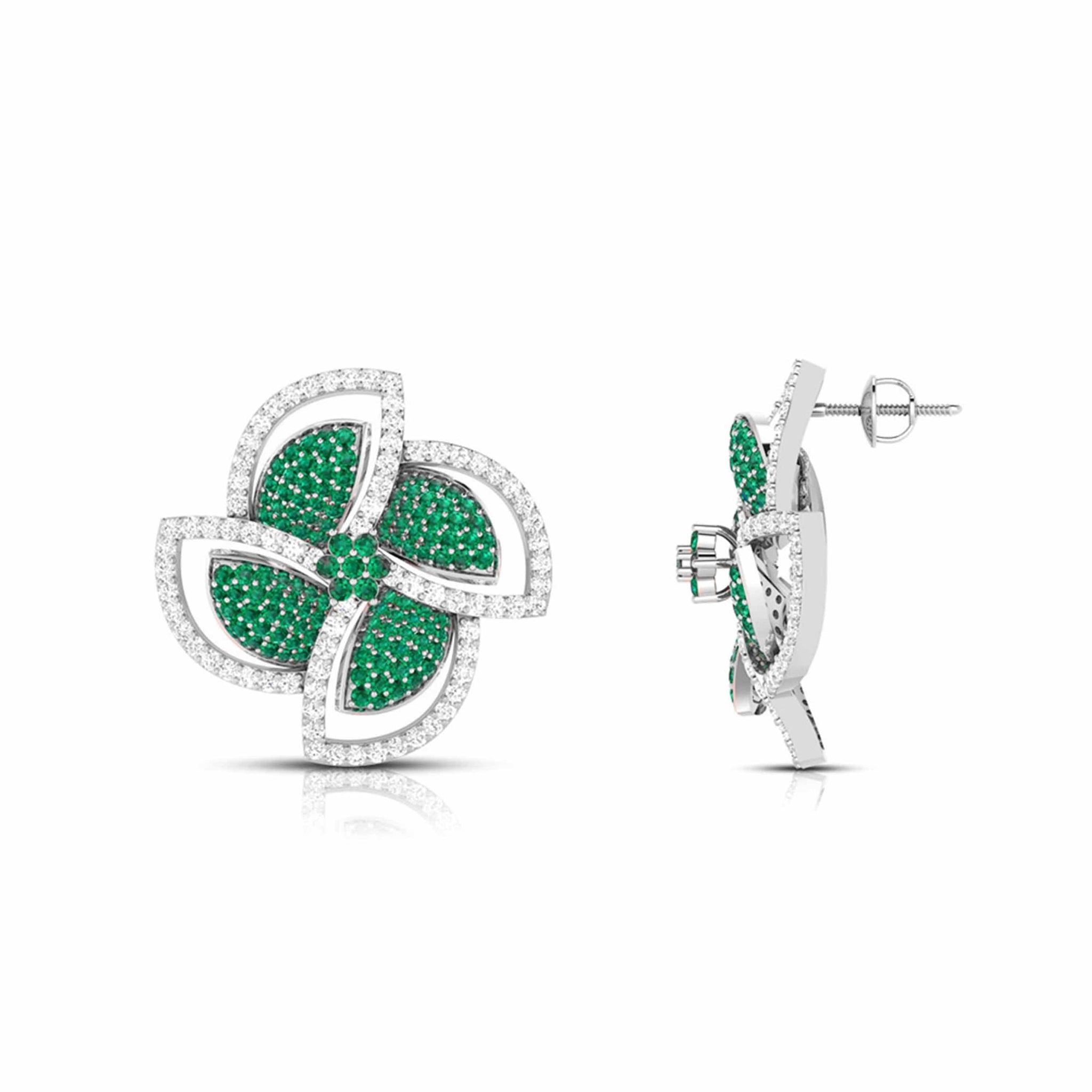 Jewelove™ Earrings Designer Platinum Diamond Earrings With Emerald for Women JL PT E NL8663