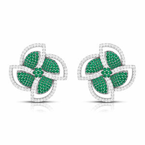 Jewelove™ Earrings Green Designer Platinum Diamond Earrings With Emerald for Women JL PT E NL8663