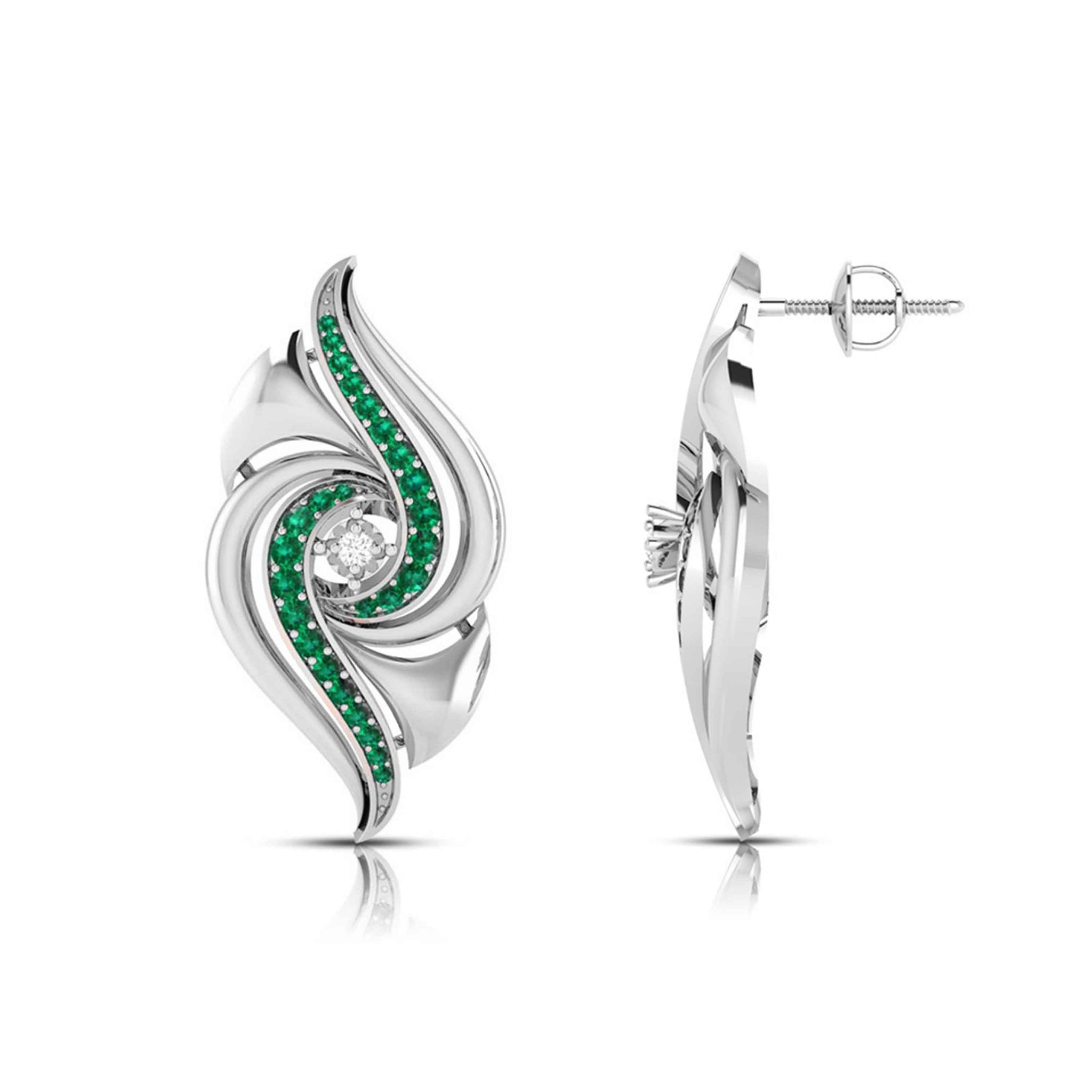 Jewelove™ Earrings Designer Platinum Diamond Earrings With Emerald for Women JL PT E NL8674