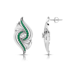 Jewelove™ Earrings Designer Platinum Diamond Earrings With Emerald for Women JL PT E NL8674