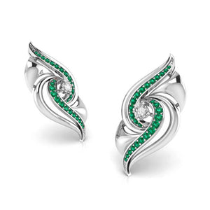 Jewelove™ Earrings Designer Platinum Diamond Earrings With Emerald for Women JL PT E NL8674