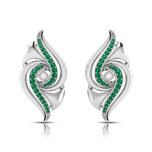 Jewelove™ Earrings Green Designer Platinum Diamond Earrings With Emerald for Women JL PT E NL8674