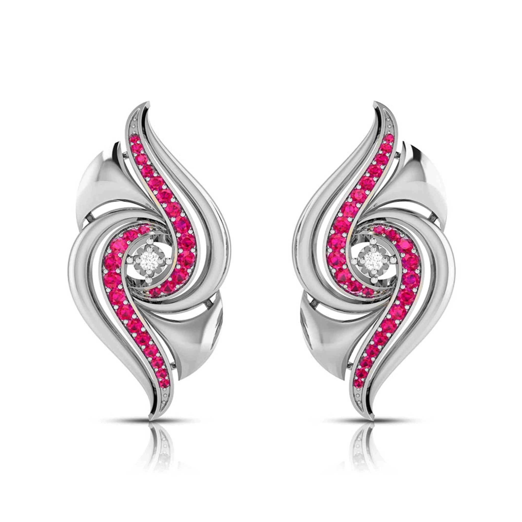 Jewelove™ Earrings Red Designer Platinum Diamond Earrings With Emerald for Women JL PT E NL8674