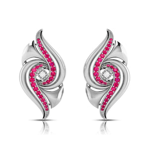 Jewelove™ Earrings Red Designer Platinum Diamond Earrings With Emerald for Women JL PT E NL8674