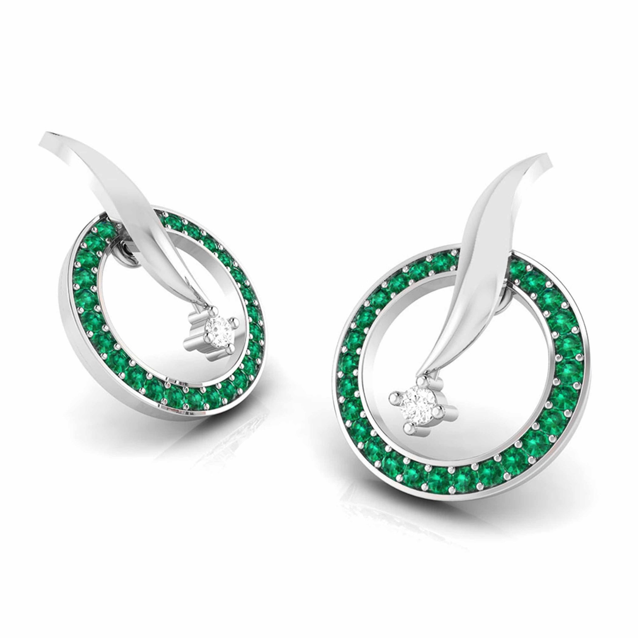 Jewelove™ Earrings Designer Platinum Diamond Earrings With Emerald for Women JL PT E NL8682