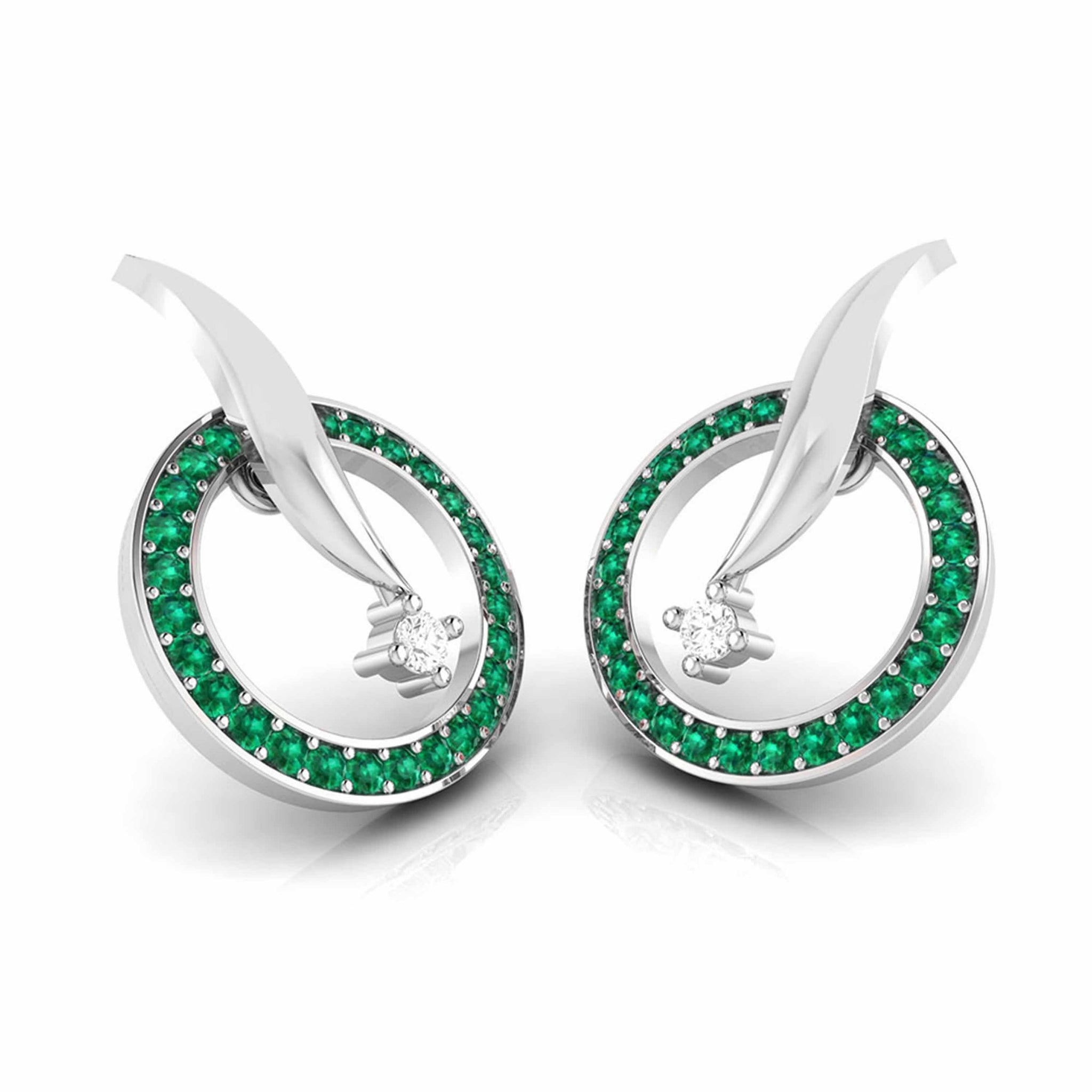 Jewelove™ Earrings Designer Platinum Diamond Earrings With Emerald for Women JL PT E NL8682