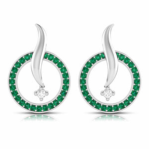 Jewelove™ Earrings Green Designer Platinum Diamond Earrings With Emerald for Women JL PT E NL8682