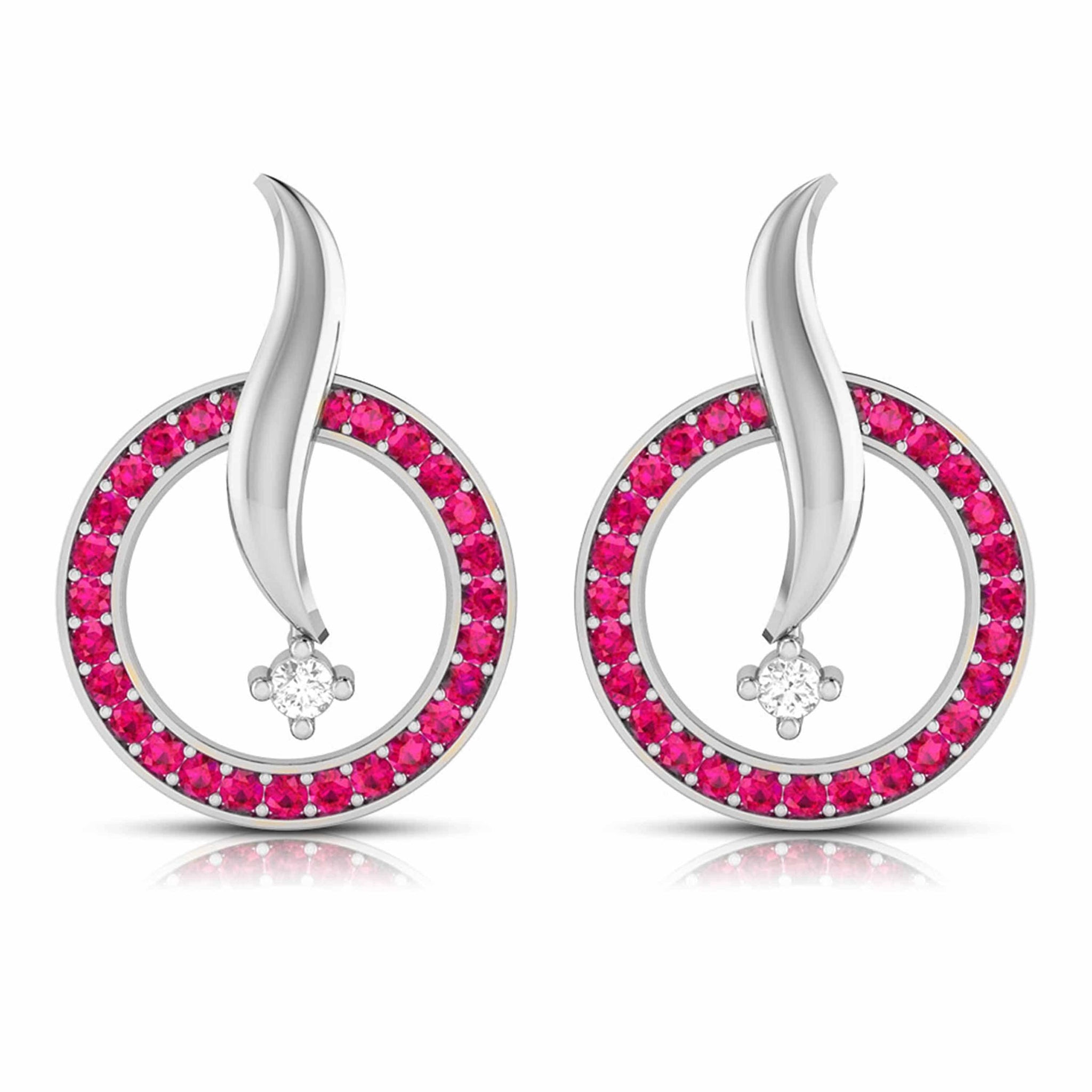 Jewelove™ Earrings Red Designer Platinum Diamond Earrings With Emerald for Women JL PT E NL8682