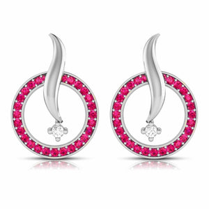 Jewelove™ Earrings Red Designer Platinum Diamond Earrings With Emerald for Women JL PT E NL8682