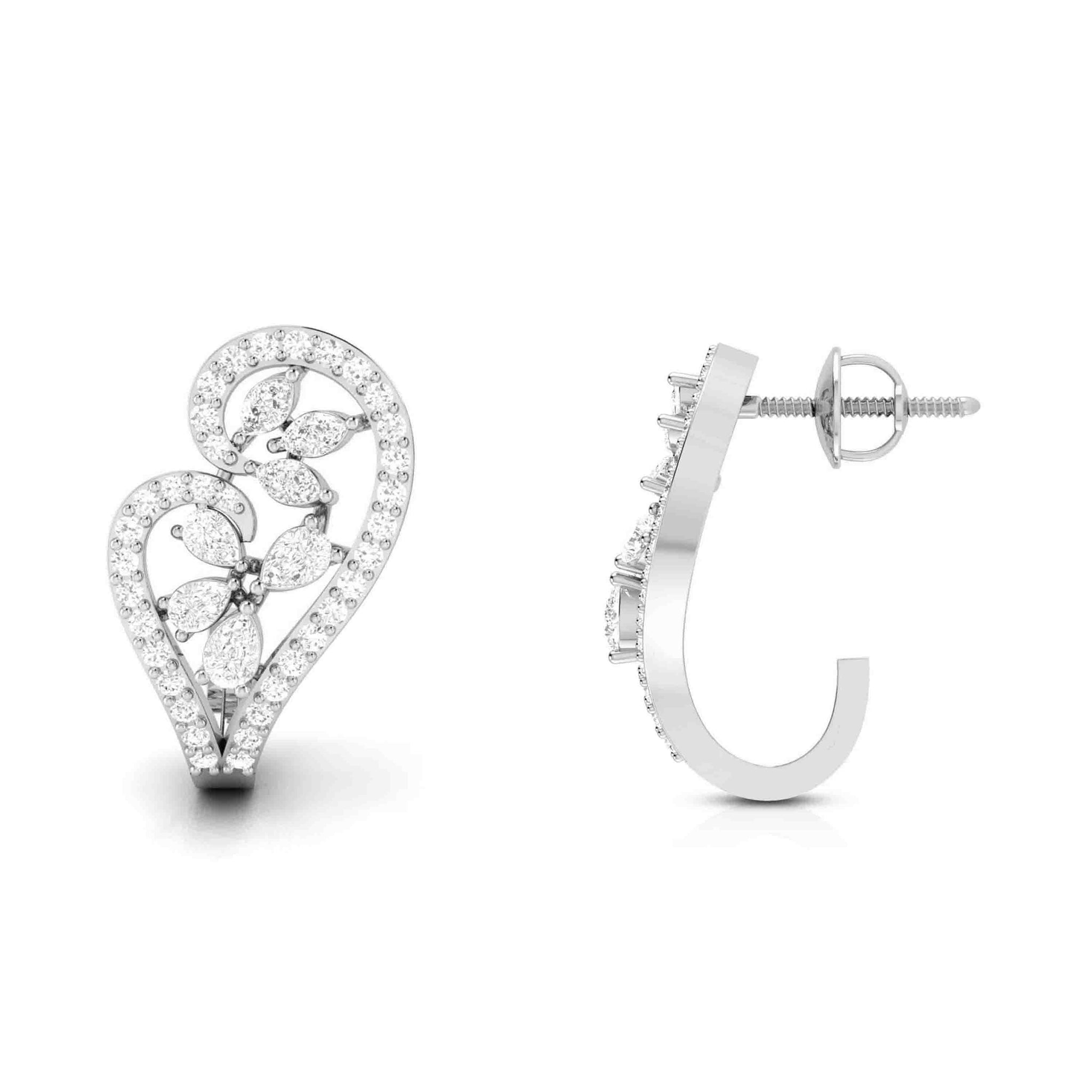 Jewelove™ Earrings Designer Platinum & Diamond Heart Earrings for Women JL PT E BL-14