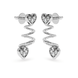 Jewelove™ Earrings Designer Platinum Diamond Heart Earrings for Women JL PT E LC837