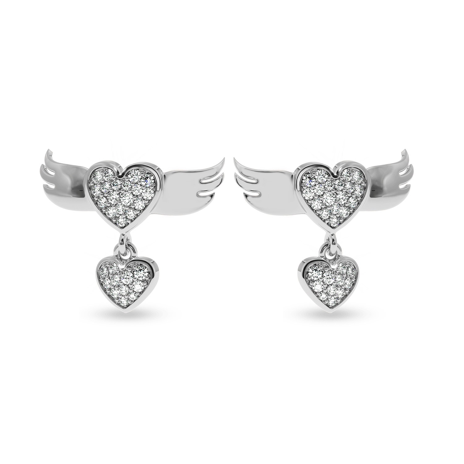 Jewelove™ Earrings SI IJ Designer Platinum Diamond Heart Earrings JL PT E LC805