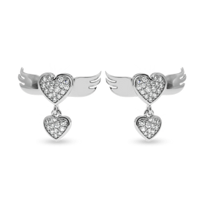 Jewelove™ Earrings SI IJ Designer Platinum Diamond Heart Earrings JL PT E LC805