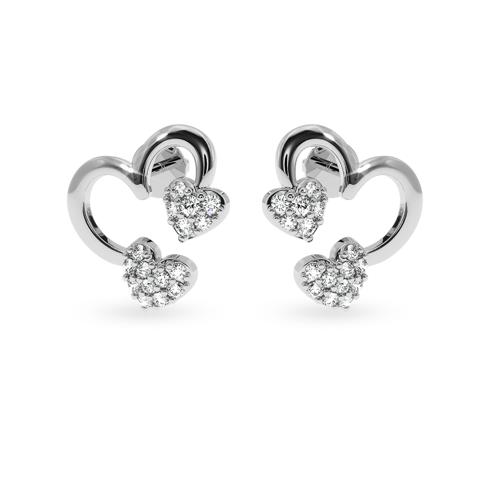 Diamond & White Quartz Heart Stud Earrings — EF Collection®