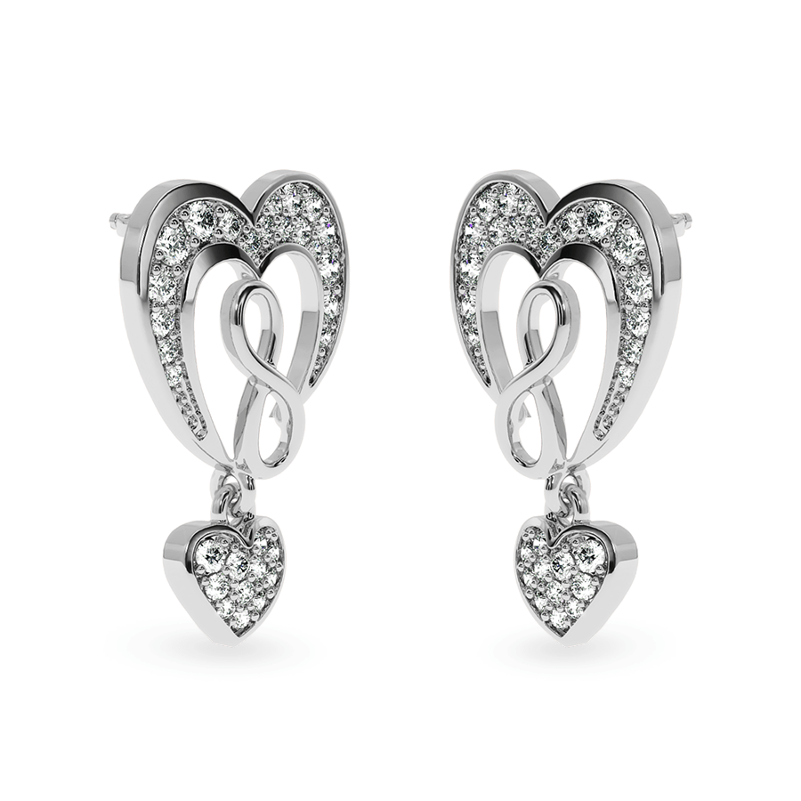 Jewelove™ Earrings Designer Platinum Diamond Heart Earrings JL PT E LC813