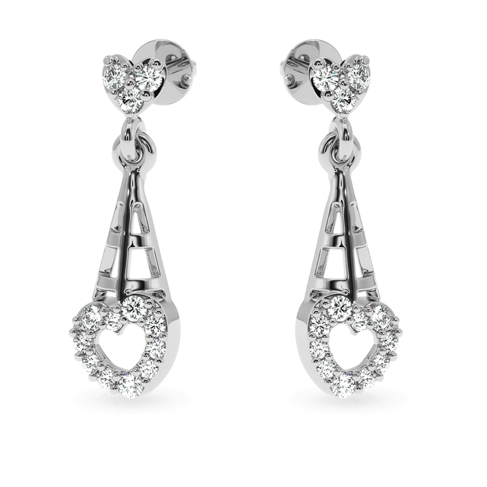 Jewelove™ Earrings SI IJ Designer Platinum Diamond Heart Earrings JL PT E LC848