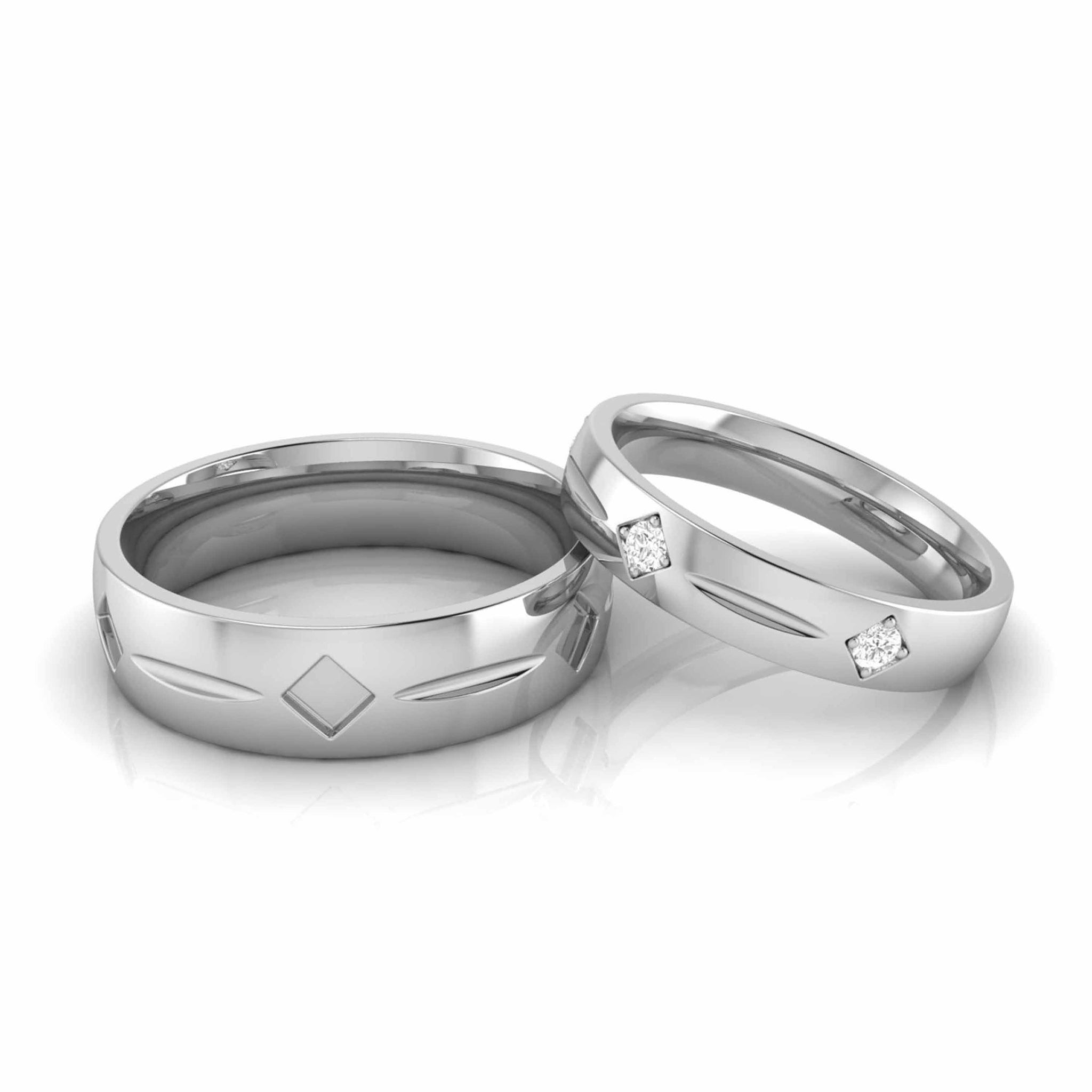 Jewelove™ Rings Both Designer Platinum Diamond Love Bands JL PT CB 115