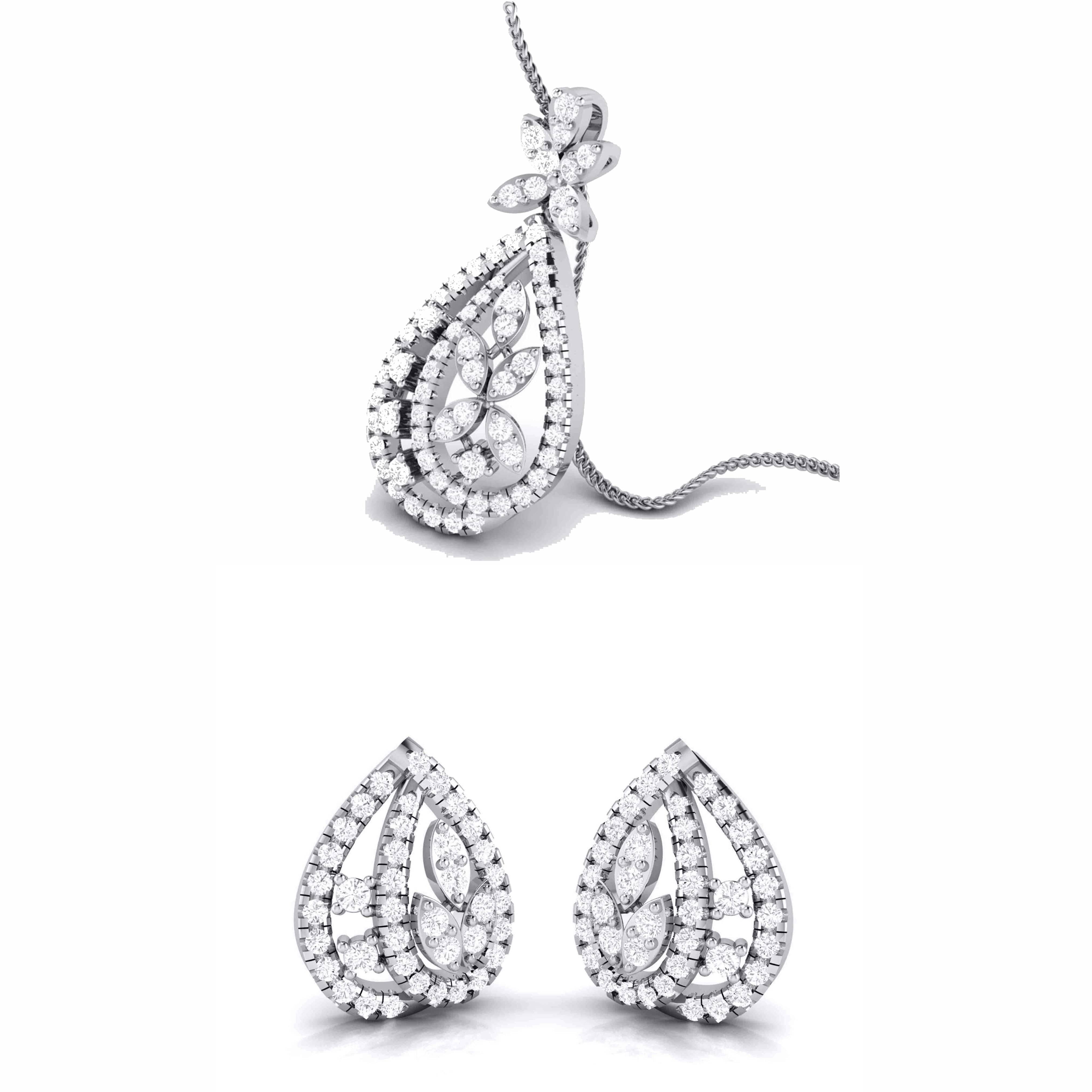 Artificial Diamonds Girls & Womens American Diamond Pendant Set Earrings,  Packaging Type: Paper Packet, 100gm at Rs 110/set in New Delhi