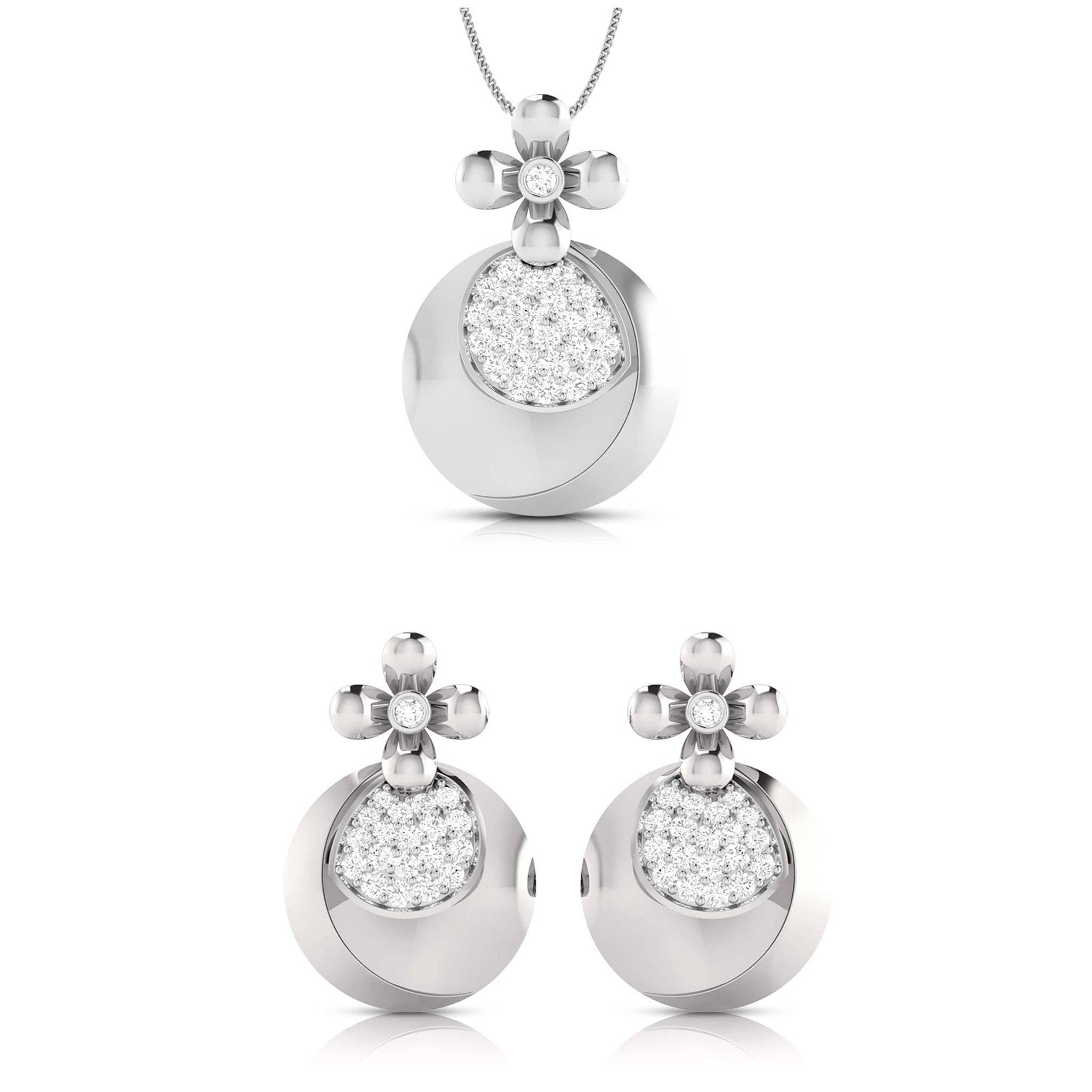 Jewelove™ Pendants & Earrings Pendant Set Designer Platinum Diamond Pendant Set JL PT P 34-A