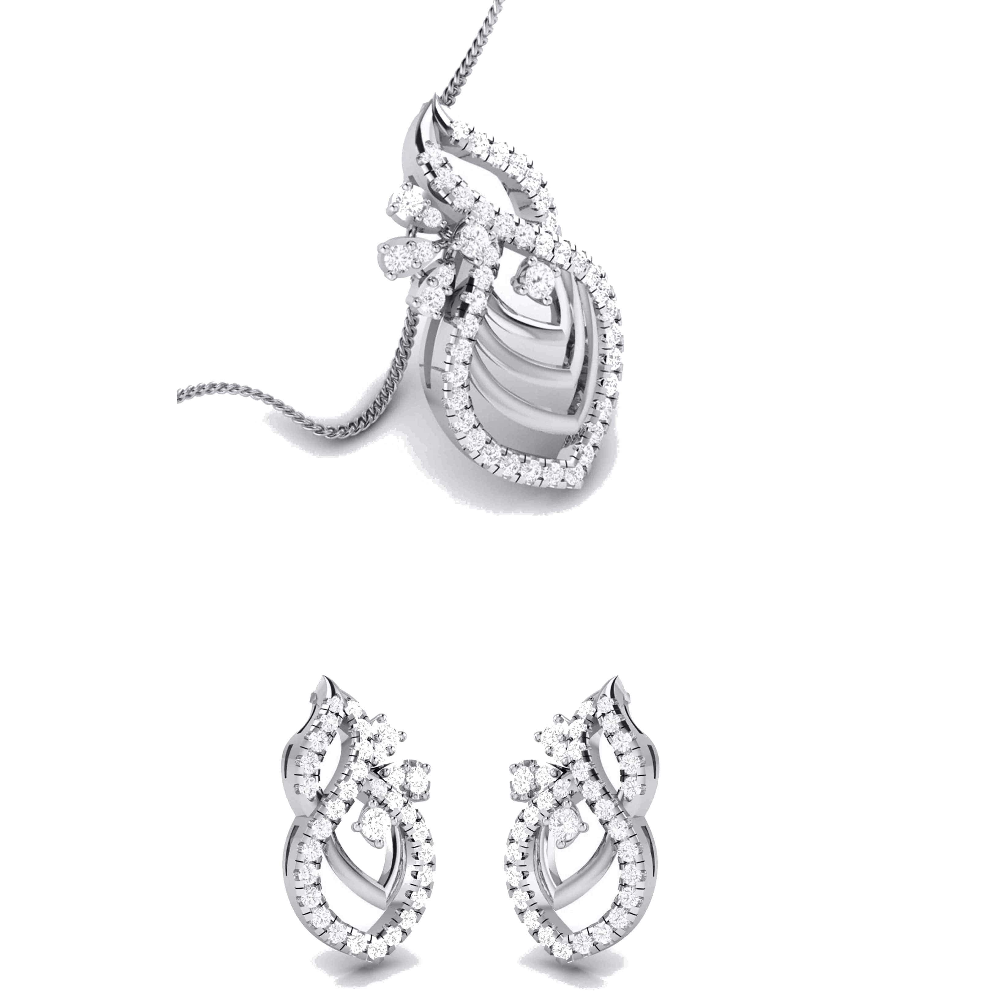 Buy quality Daisy Pink Diamond Pendant & Earrings Set in Bardoli