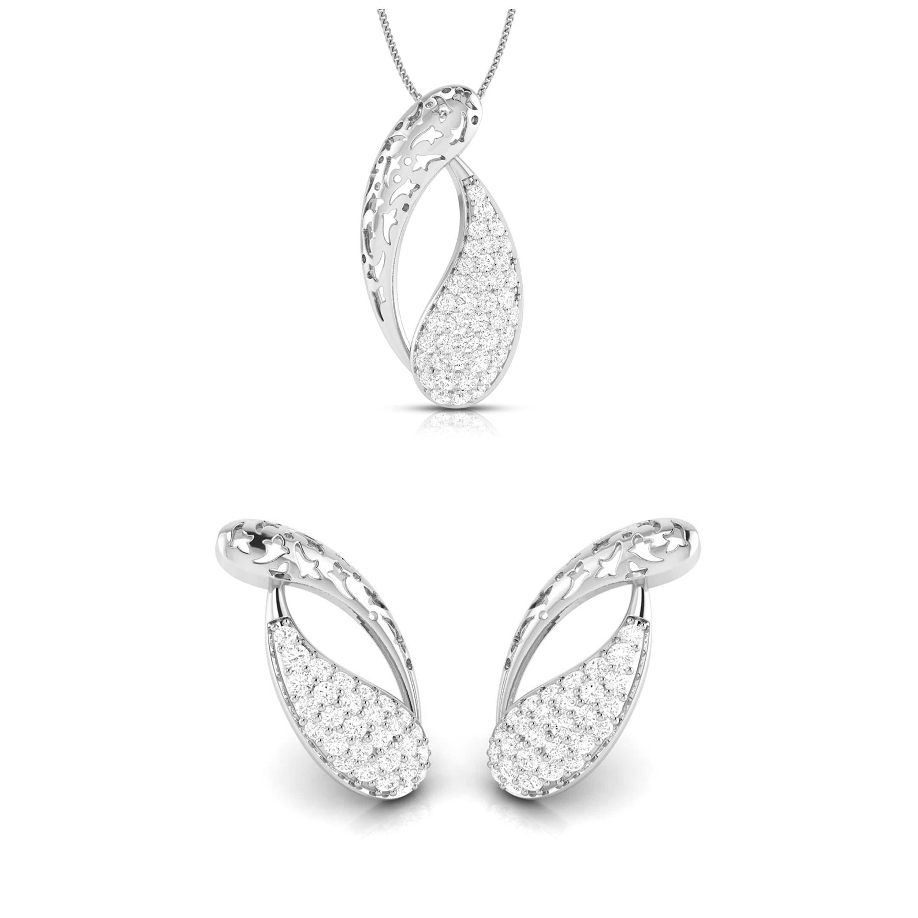 Showroom of Resplendent diamond pendant and earrings set | Jewelxy - 237930